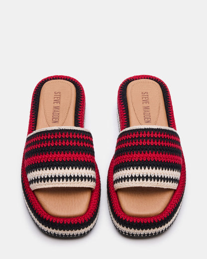 BEACHY Woven Red Multi Platform Slide Women's Sandal - Steve Madden