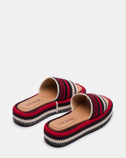 BEACHY Woven Red Multi Platform Slide Women's Sandal - Steve Madden