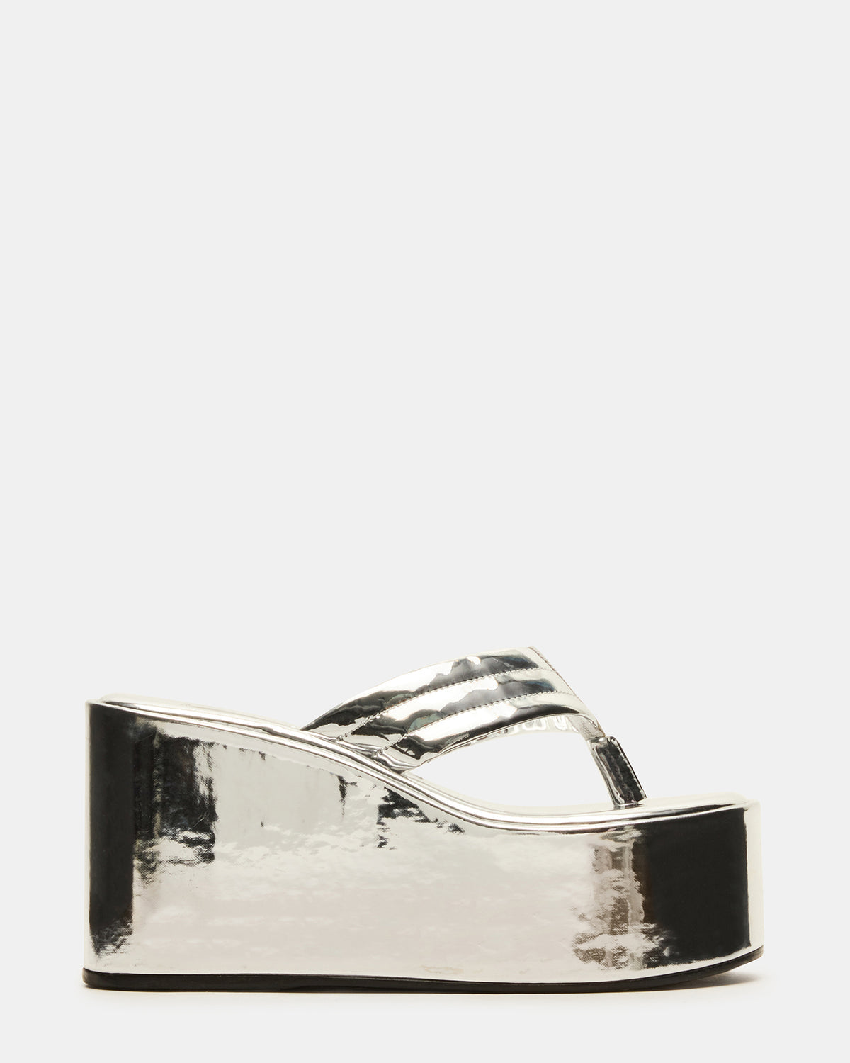 ESCAPISM Silver Crocodile Women's Platform Thong Wedge Sandal - Steve Madden