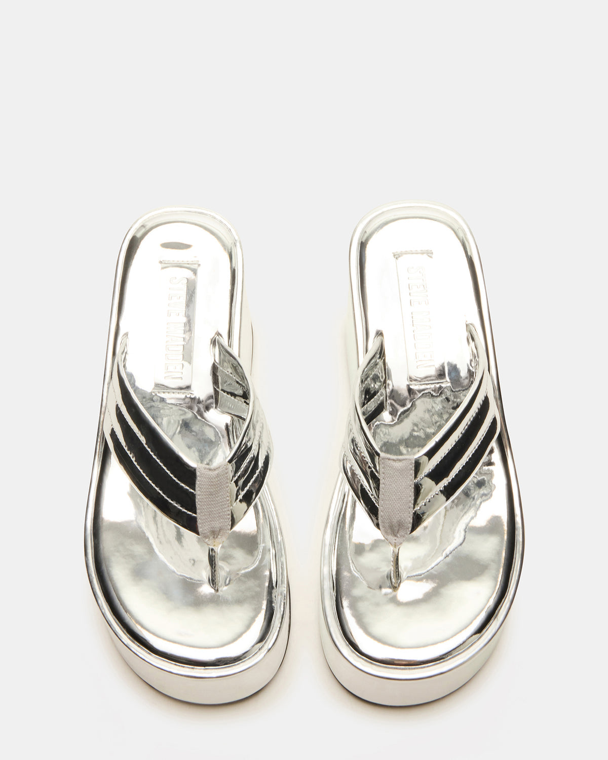 ESCAPISM Silver Crocodile Women's Platform Thong Wedge Sandal - Steve Madden