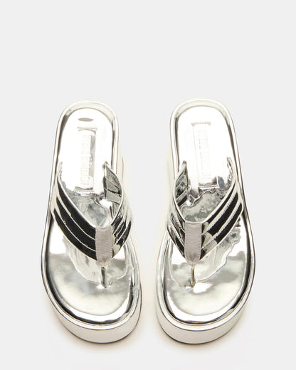 ESCAPISM Silver Crocodile Women's Platform Thong Wedge Sandal - Steve Madden