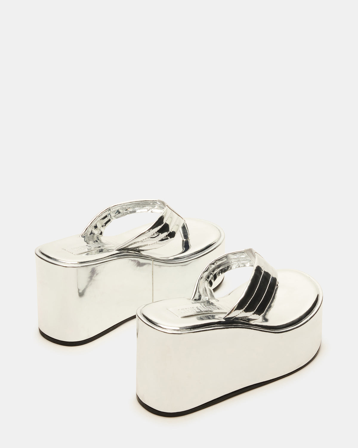 ESCAPISM Silver Crocodile Women's Platform Thong Wedge Sandal - Steve Madden