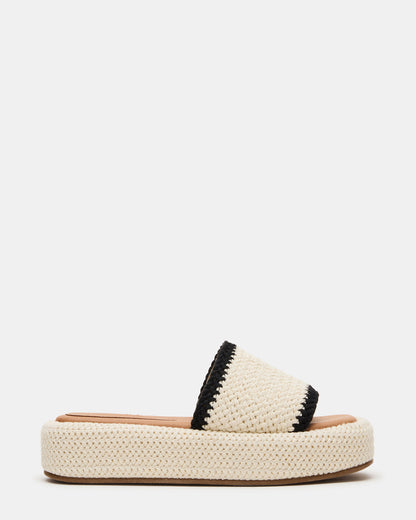 BEACHY Woven Cream Multi Platform Slide Women's Sandal - Steve Madden
