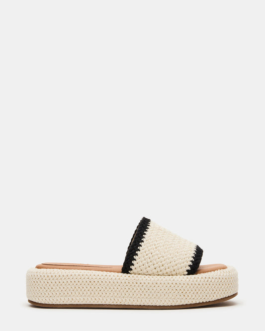 BEACHY Woven Cream Multi Platform Slide Women's Sandal - Steve Madden