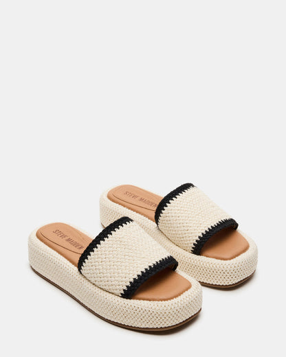 BEACHY Woven Cream Multi Platform Slide Women's Sandal - Steve Madden