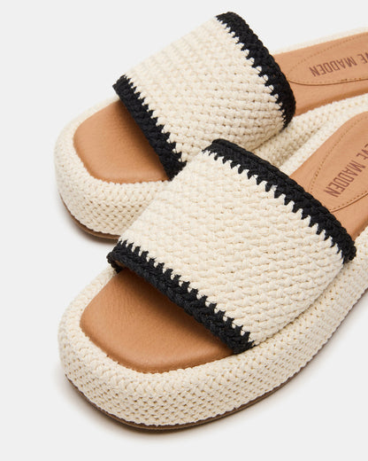 BEACHY Woven Cream Multi Platform Slide Women's Sandal - Steve Madden