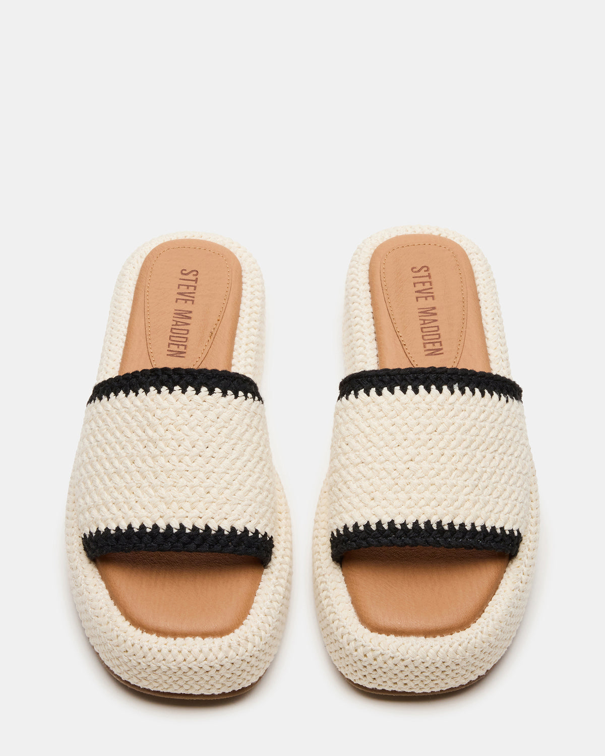 BEACHY Woven Cream Multi Platform Slide Women's Sandal - Steve Madden