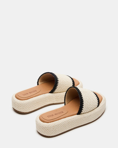 BEACHY Woven Cream Multi Platform Slide Women's Sandal - Steve Madden