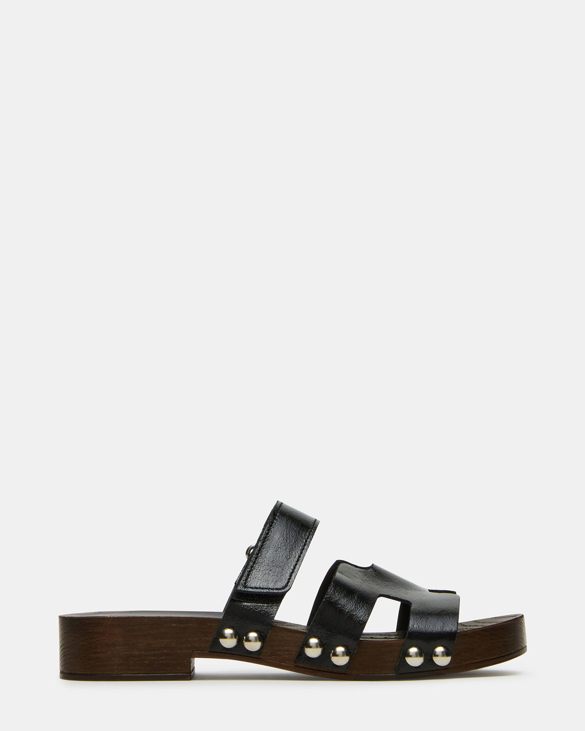 CANAL Black Patent Wood Bottom Slide Women's Sandal - Steve Madden