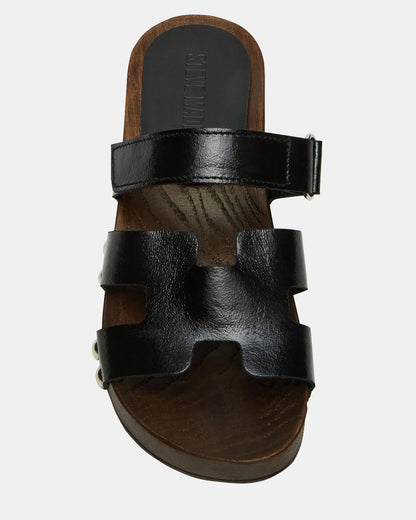 CANAL Black Patent Wood Bottom Slide Women's Sandal - Steve Madden