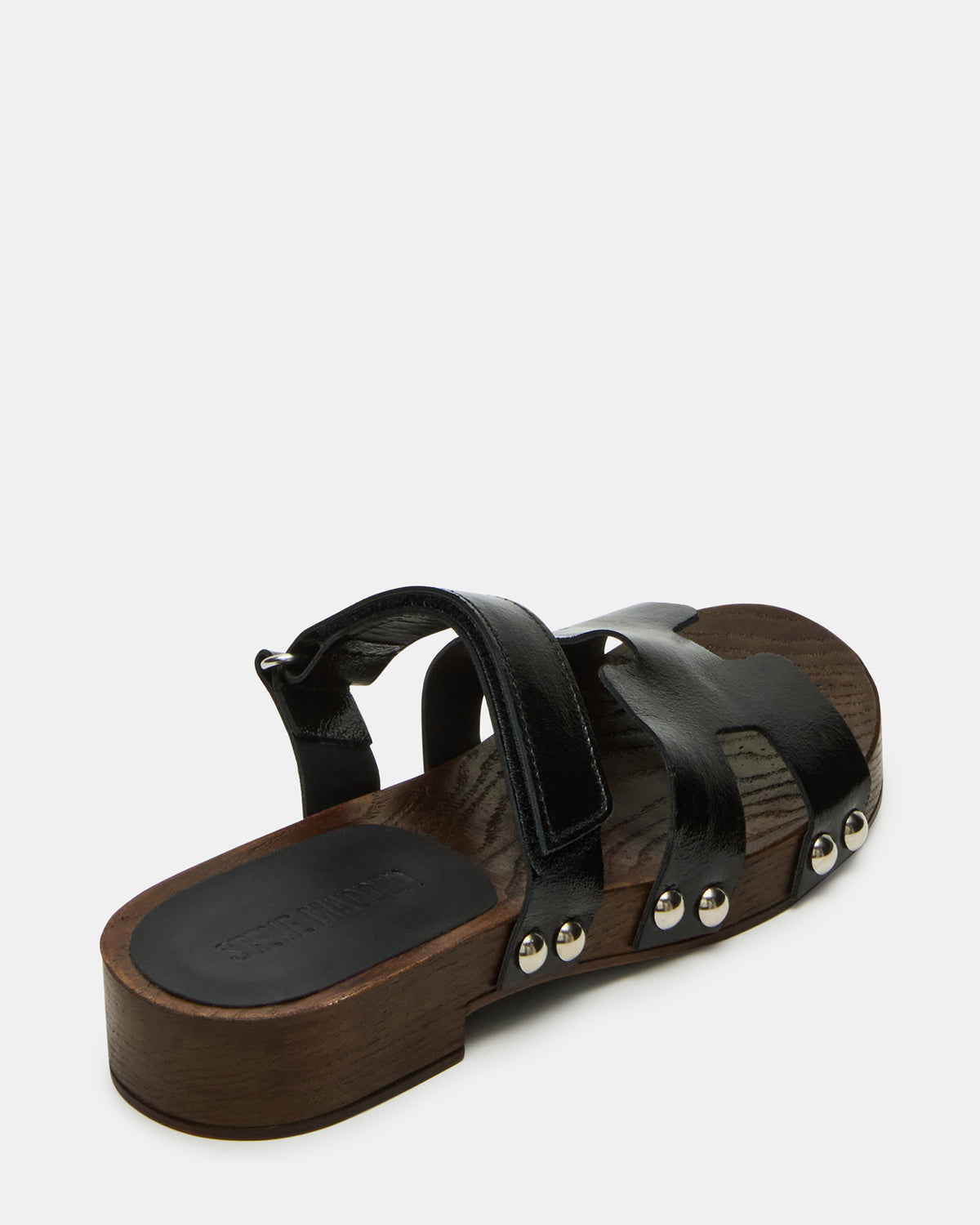 CANAL Black Patent Wood Bottom Slide Women's Sandal - Steve Madden