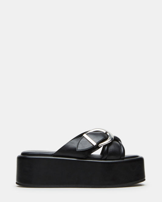 CYPHER Black Women's Platform Square Toe Sandal - Steve Madden