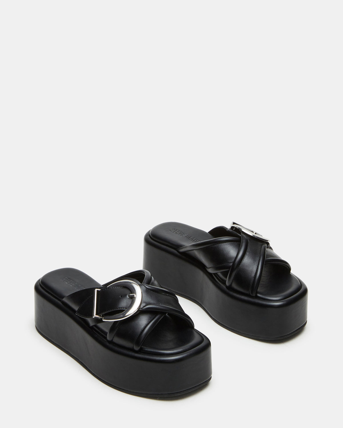 CYPHER Black Women's Platform Square Toe Sandal - Steve Madden