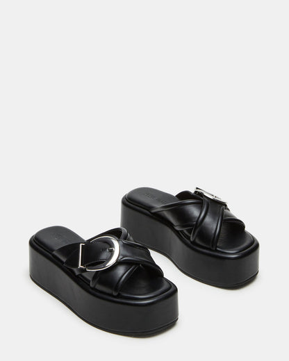 CYPHER Black Women's Platform Square Toe Sandal - Steve Madden