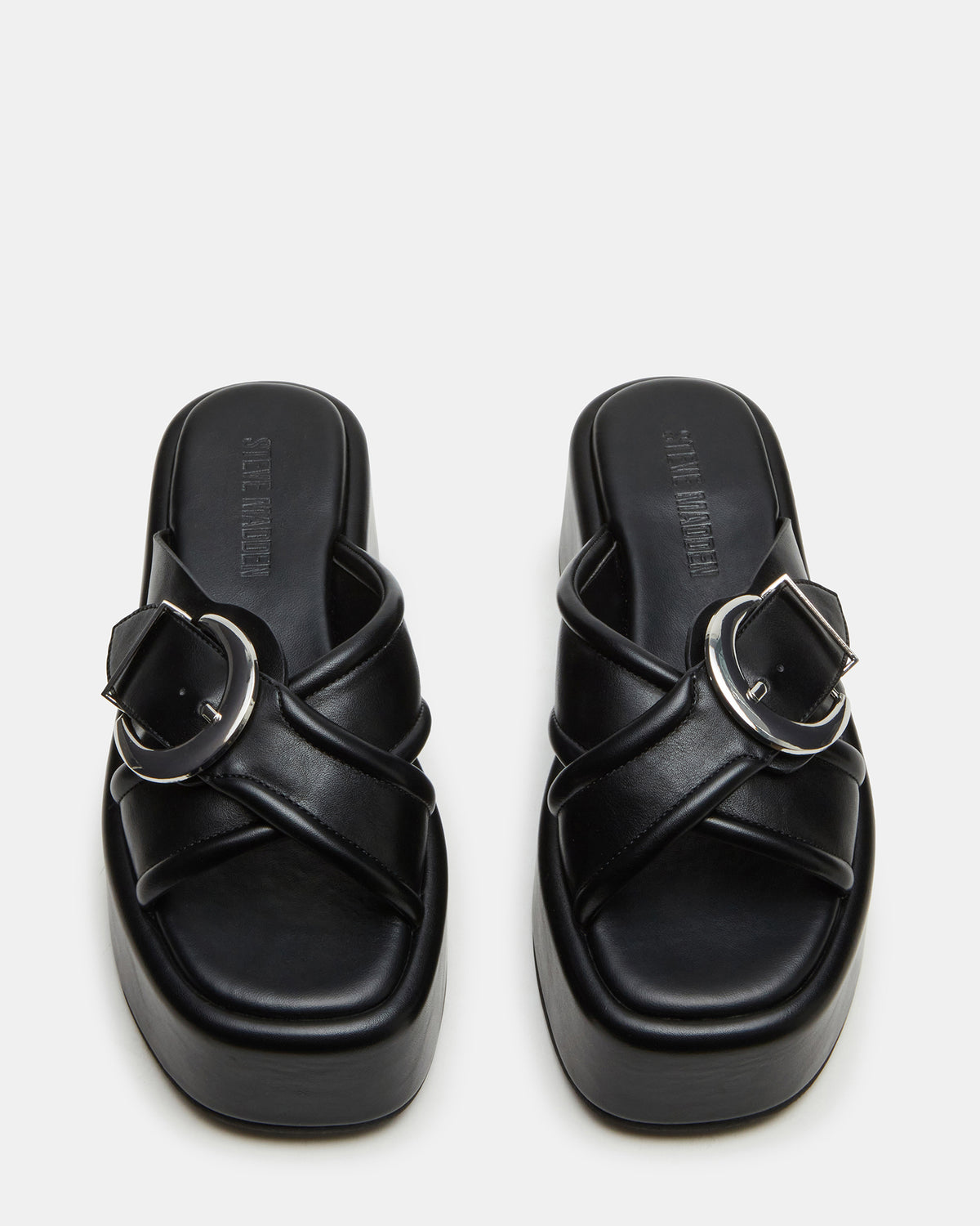CYPHER Black Women's Platform Square Toe Sandal - Steve Madden