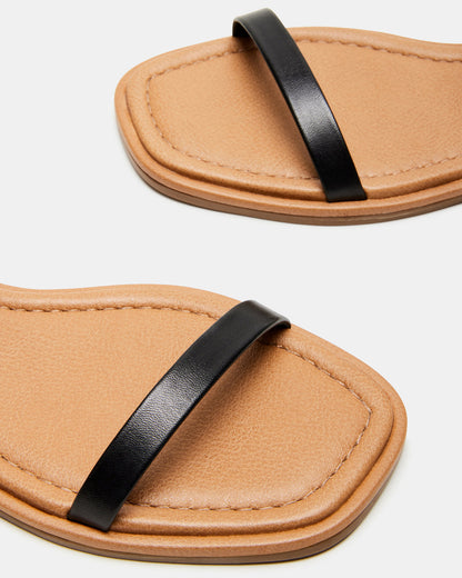CAMARI Black Leather Square Toe Strappy Sandal | Women's Sandals - Steve Madden