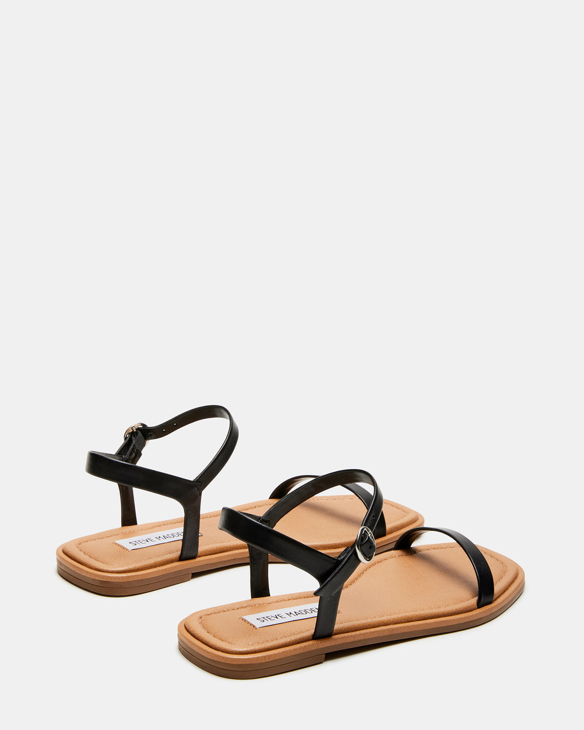 CAMARI Black Leather Square Toe Strappy Sandal | Women's Sandals - Steve Madden