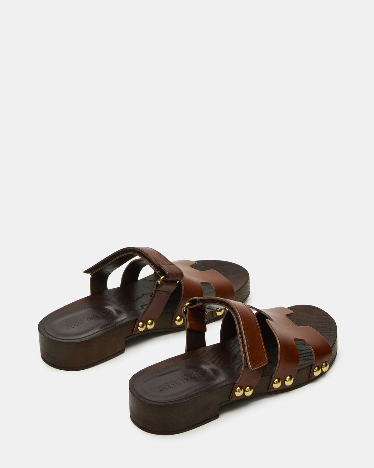 CANAL Brown Leather Wood Bottom Slide Women's Sandal - Steve Madden