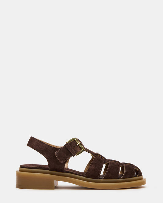 TOPE Chocolate Brown Suede Strappy Fisherman Women's Sandal - Steve Madden