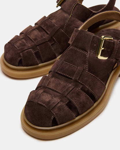 TOPE Chocolate Brown Suede Strappy Fisherman Women's Sandal - Steve Madden