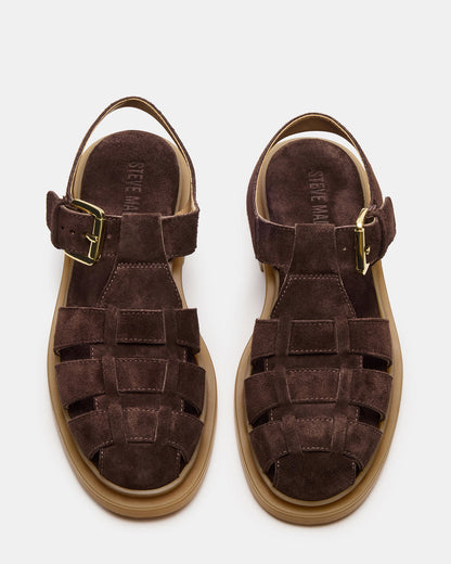 TOPE Chocolate Brown Suede Strappy Fisherman Women's Sandal - Steve Madden