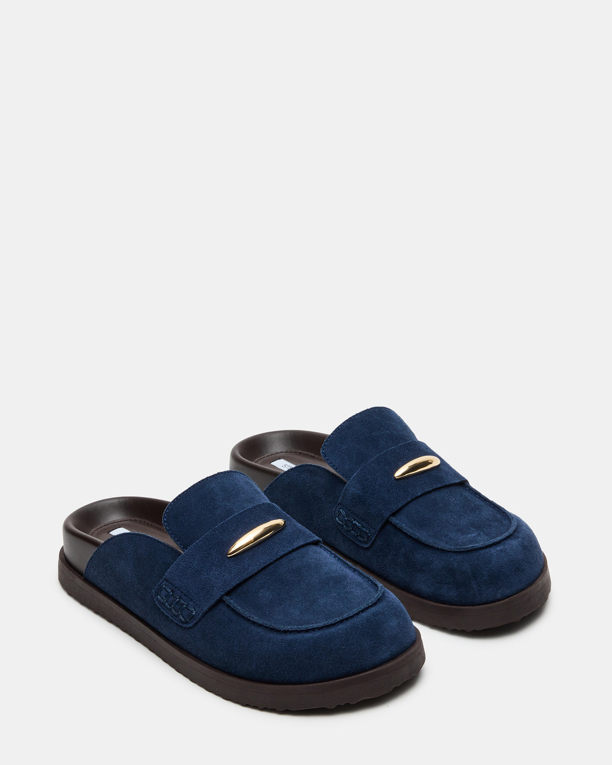 TOBIN Navy Suede Slip-On Mule Women's Flat - Steve Madden