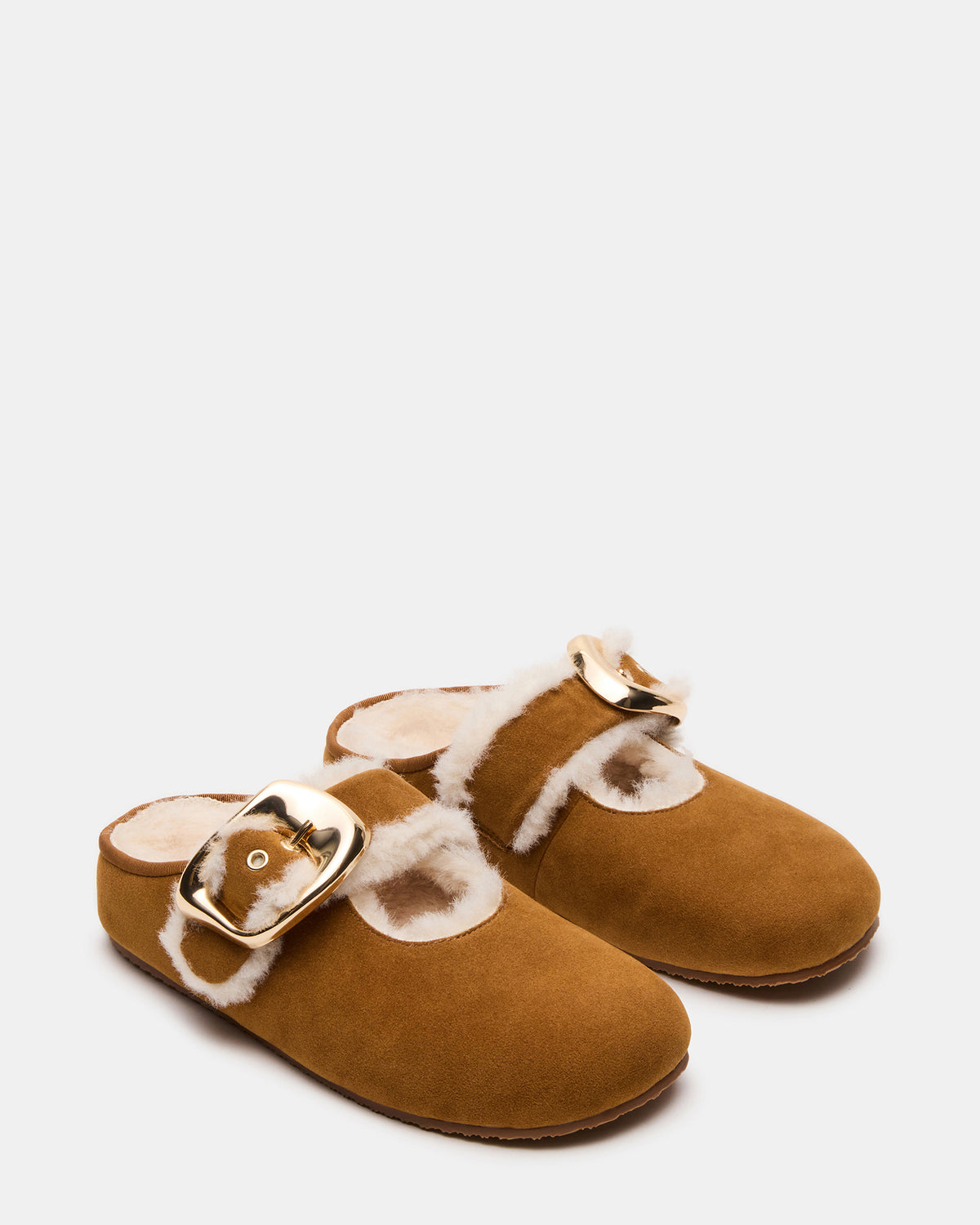 CLOUDY Chestnut Slip-On Mule Mary Jane Faux Fur Women's Flat - Steve Madden