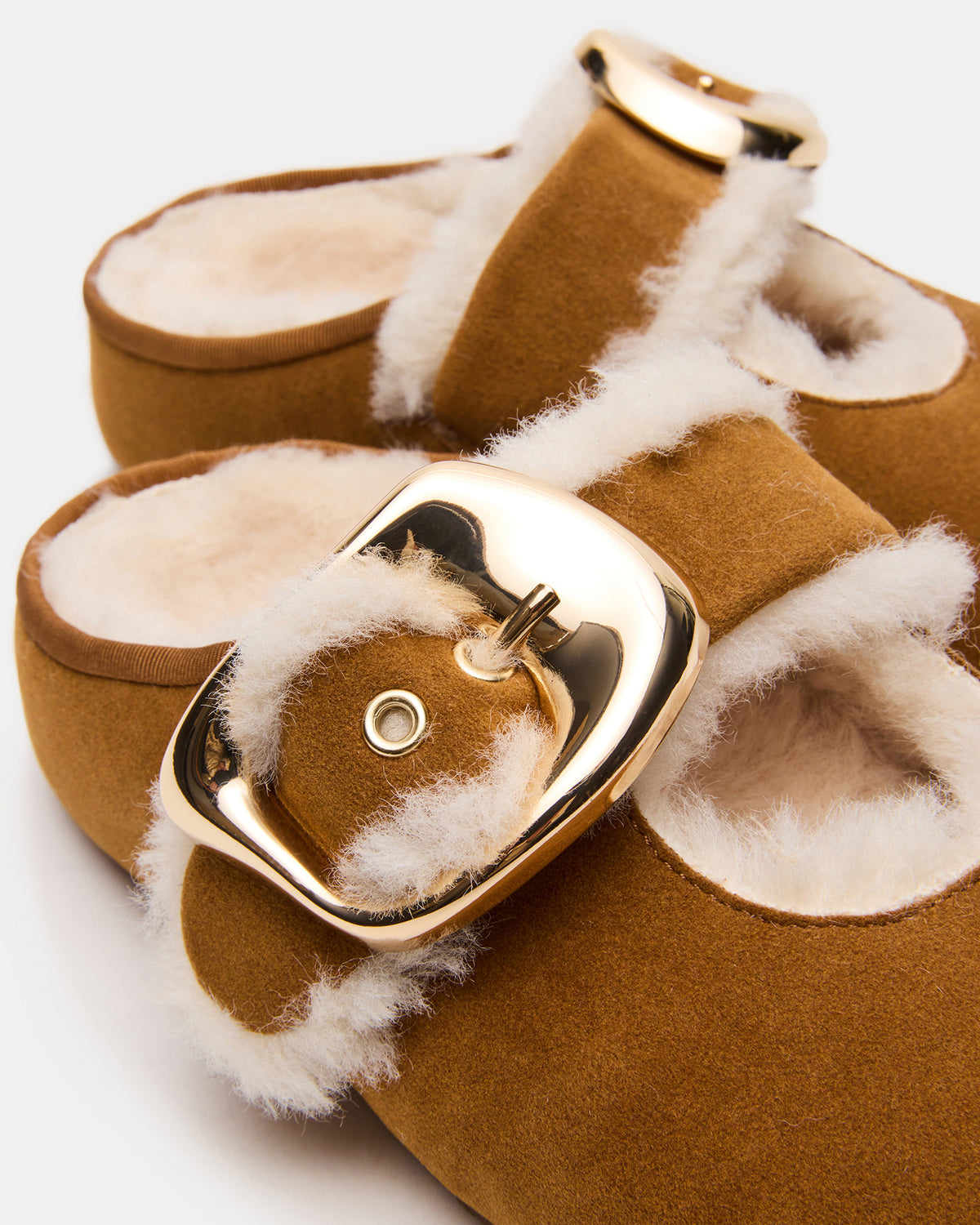 CLOUDY Chestnut Slip-On Mule Mary Jane Faux Fur Women's Flat - Steve Madden