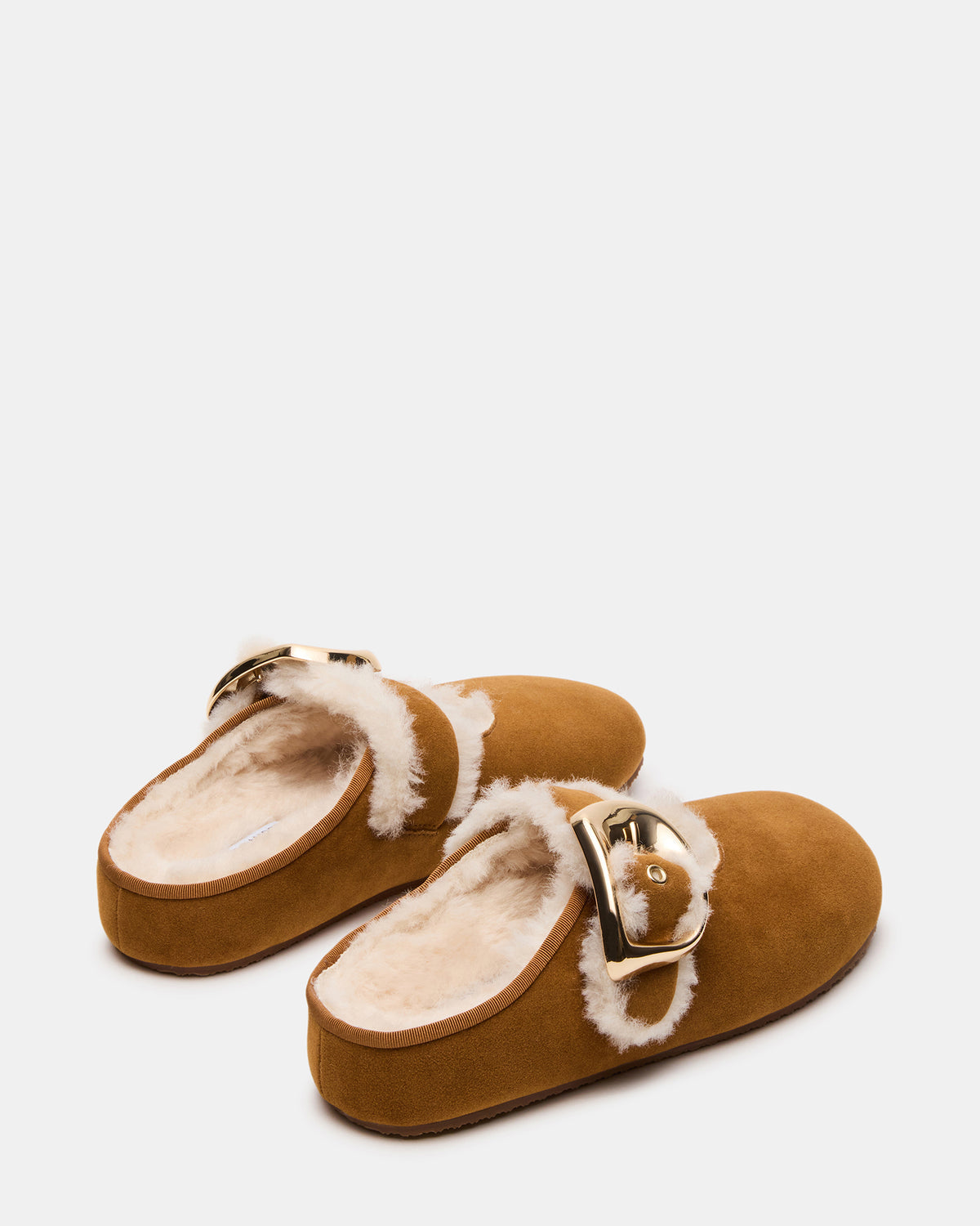 CLOUDY Chestnut Slip-On Mule Mary Jane Faux Fur Women's Flat - Steve Madden