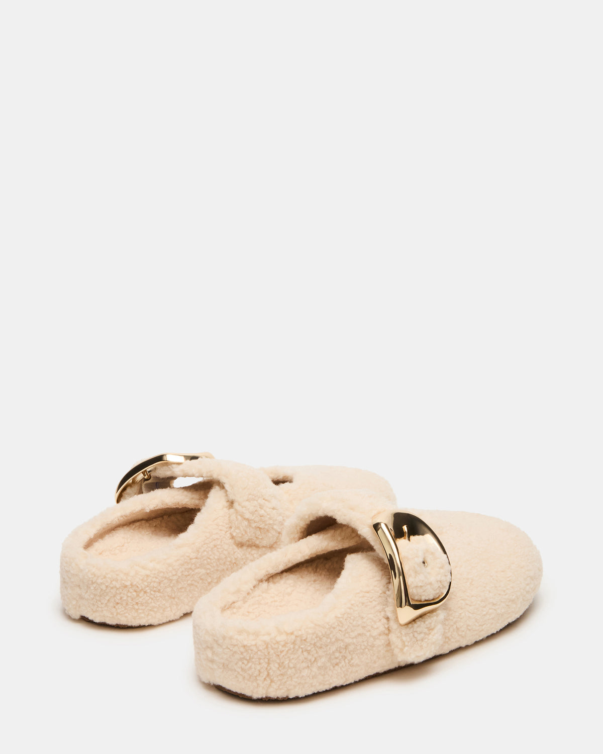 CLOUDY Natural Slip-On Mule Mary Jane Faux Fur Women's Flat - Steve Madden
