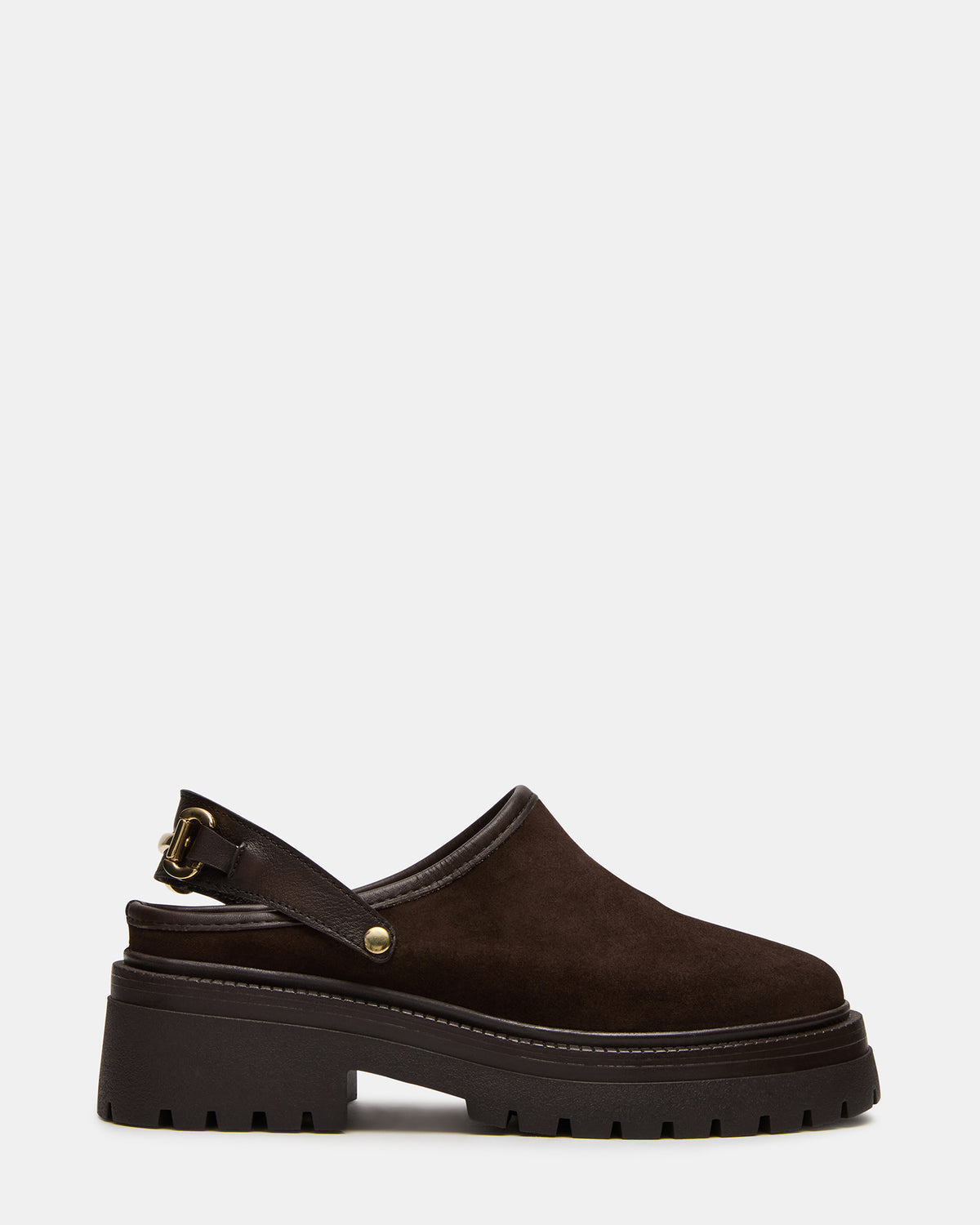 ERBA Brown Suede Platform Lug Slingback Clog Women's Flat - Steve Madden