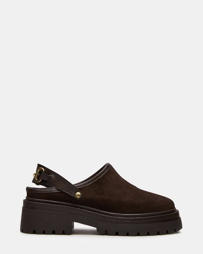 ERBA Brown Suede Platform Lug Slingback Clog Women's Flat - Steve Madden