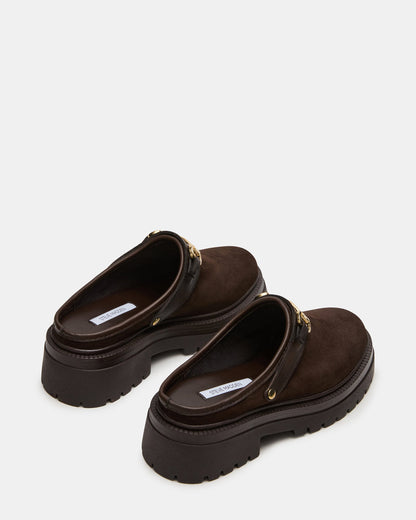 ERBA Brown Suede Platform Lug Slingback Clog Women's Flat - Steve Madden