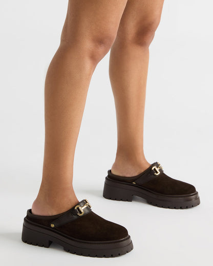 ERBA Brown Suede Platform Lug Slingback Clog Women's Flat - Steve Madden