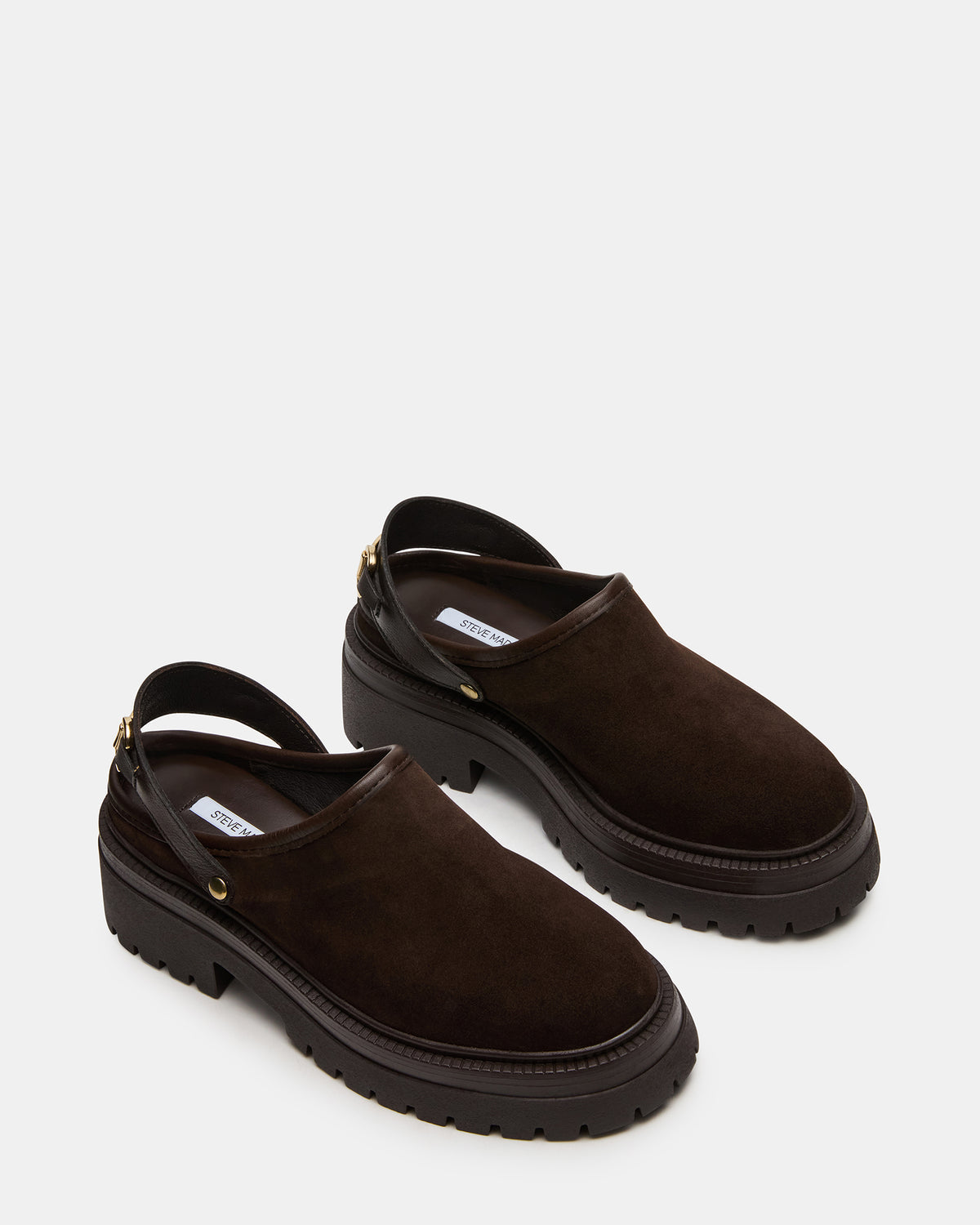 ERBA Brown Suede Platform Lug Slingback Clog Women's Flat - Steve Madden