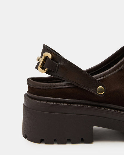 ERBA Brown Suede Platform Lug Slingback Clog Women's Flat - Steve Madden