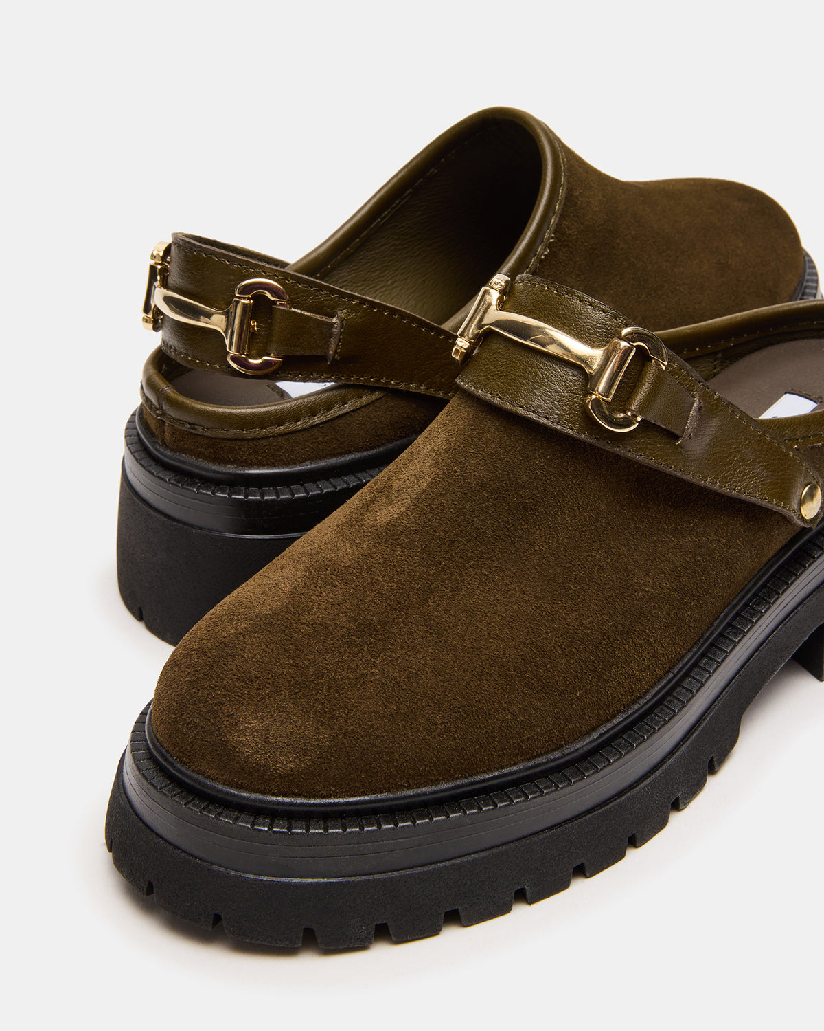 ERBA Olive Suede Platform Lug Slingback Clog Women's Flat - Steve Madden