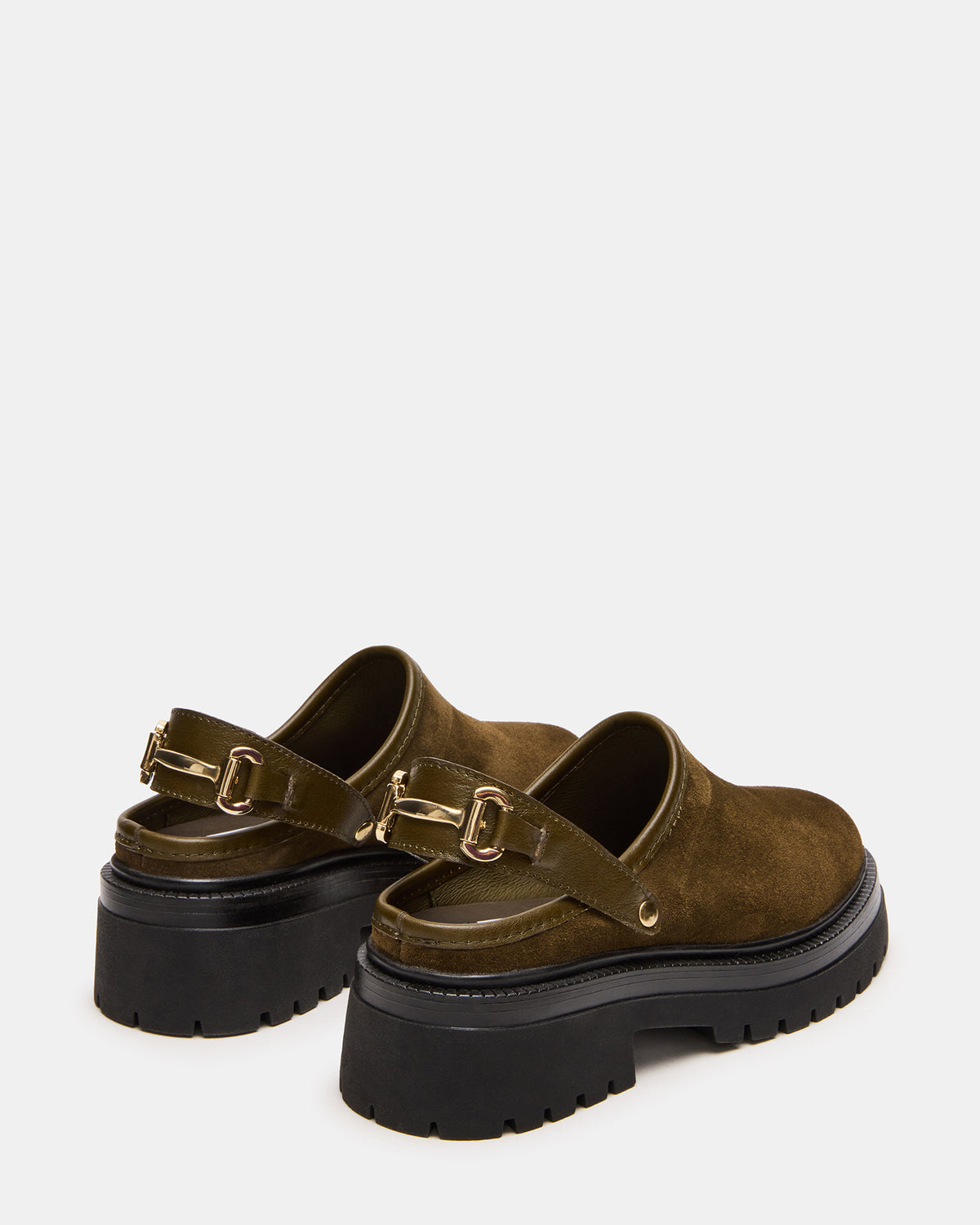 ERBA Olive Suede Platform Lug Slingback Clog Women's Flat - Steve Madden