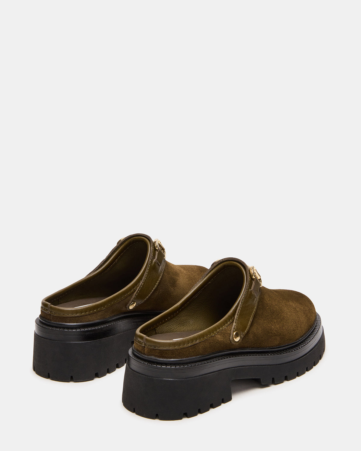 ERBA Olive Suede Platform Lug Slingback Clog Women's Flat - Steve Madden