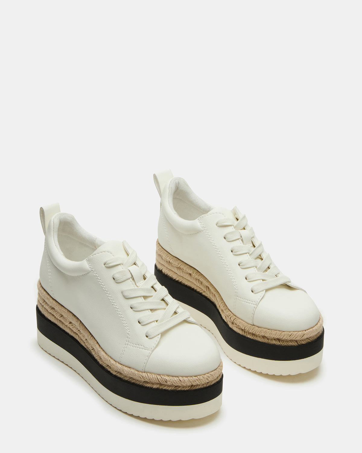 STRECKER White Platform Women's Low-Top Lace-Up Sneaker - Steve Madden