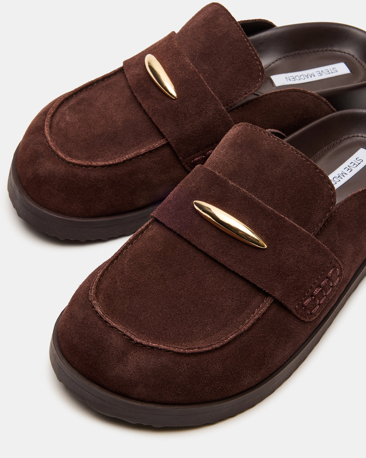 TOBIN Brown Suede Slip-On Mule Women's Flat - Steve Madden