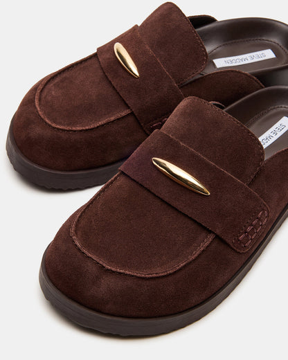 TOBIN Brown Suede Slip-On Mule Women's Flat - Steve Madden