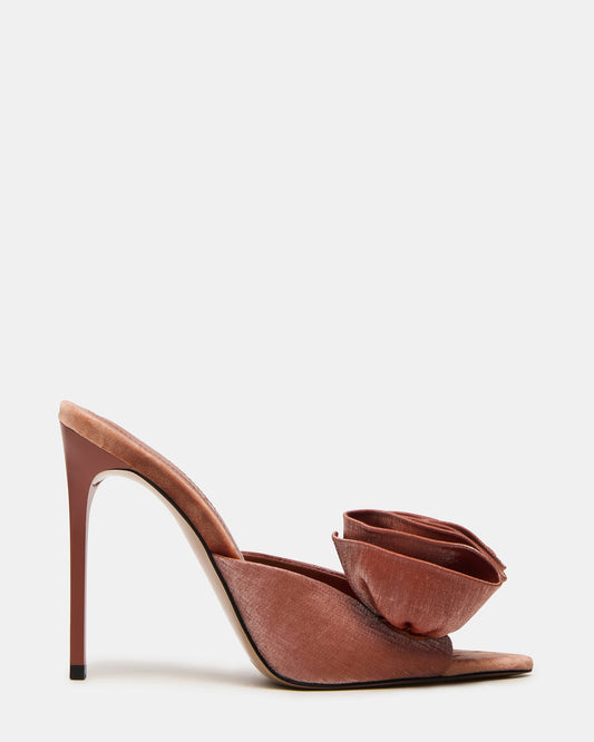 AFFINITY Rust Satin Pointed-Toe Stiletto Mule Women's Heel - Steve Madden