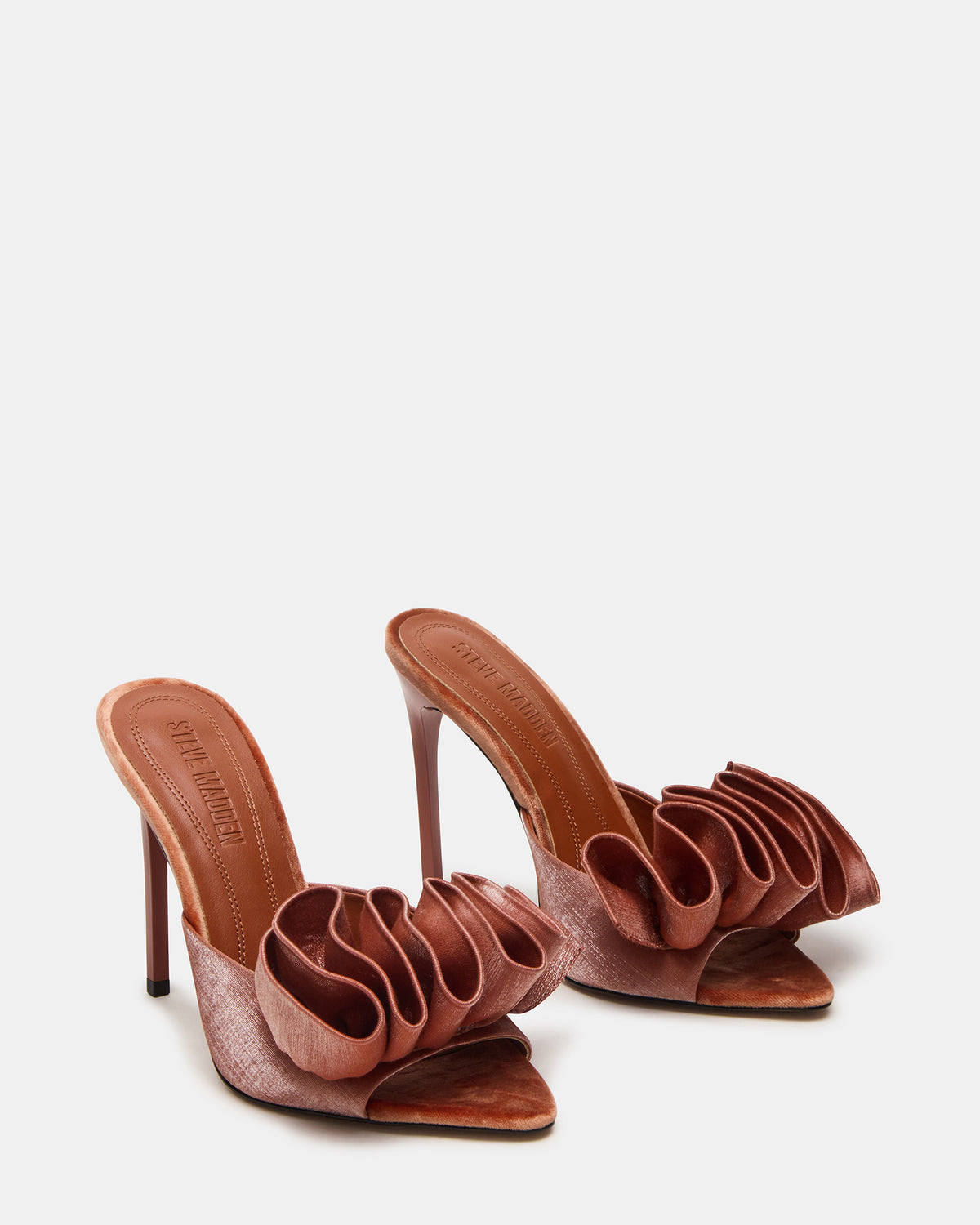 AFFINITY Rust Satin Pointed-Toe Stiletto Mule Women's Heel - Steve Madden