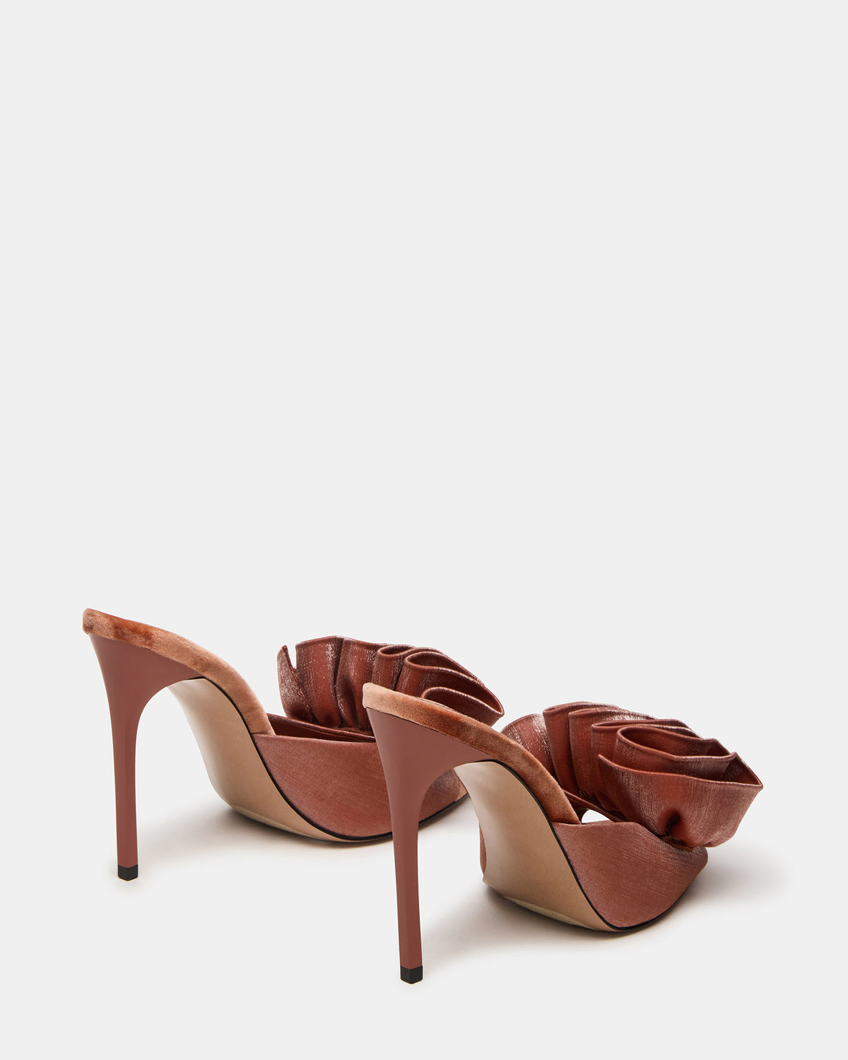AFFINITY Rust Satin Pointed-Toe Stiletto Mule Women's Heel - Steve Madden