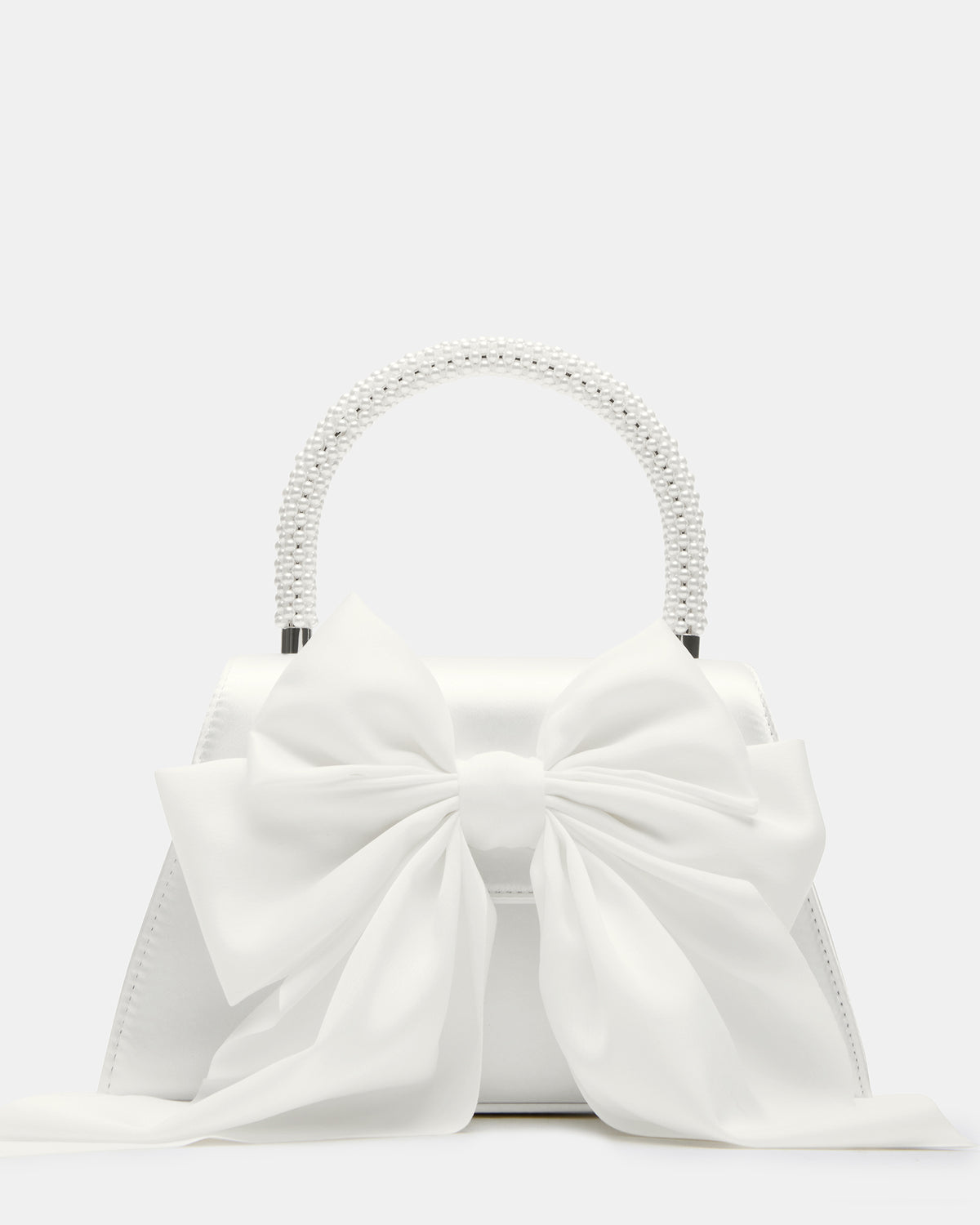COSETTE Bag White Satin Beaded Top-Handle Mini Handbag - Steve Madden
