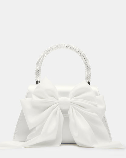 COSETTE Bag White Satin Beaded Top-Handle Mini Handbag - Steve Madden