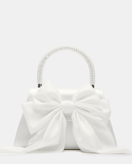 COSETTE Bag White Satin Beaded Top-Handle Mini Handbag - Steve Madden