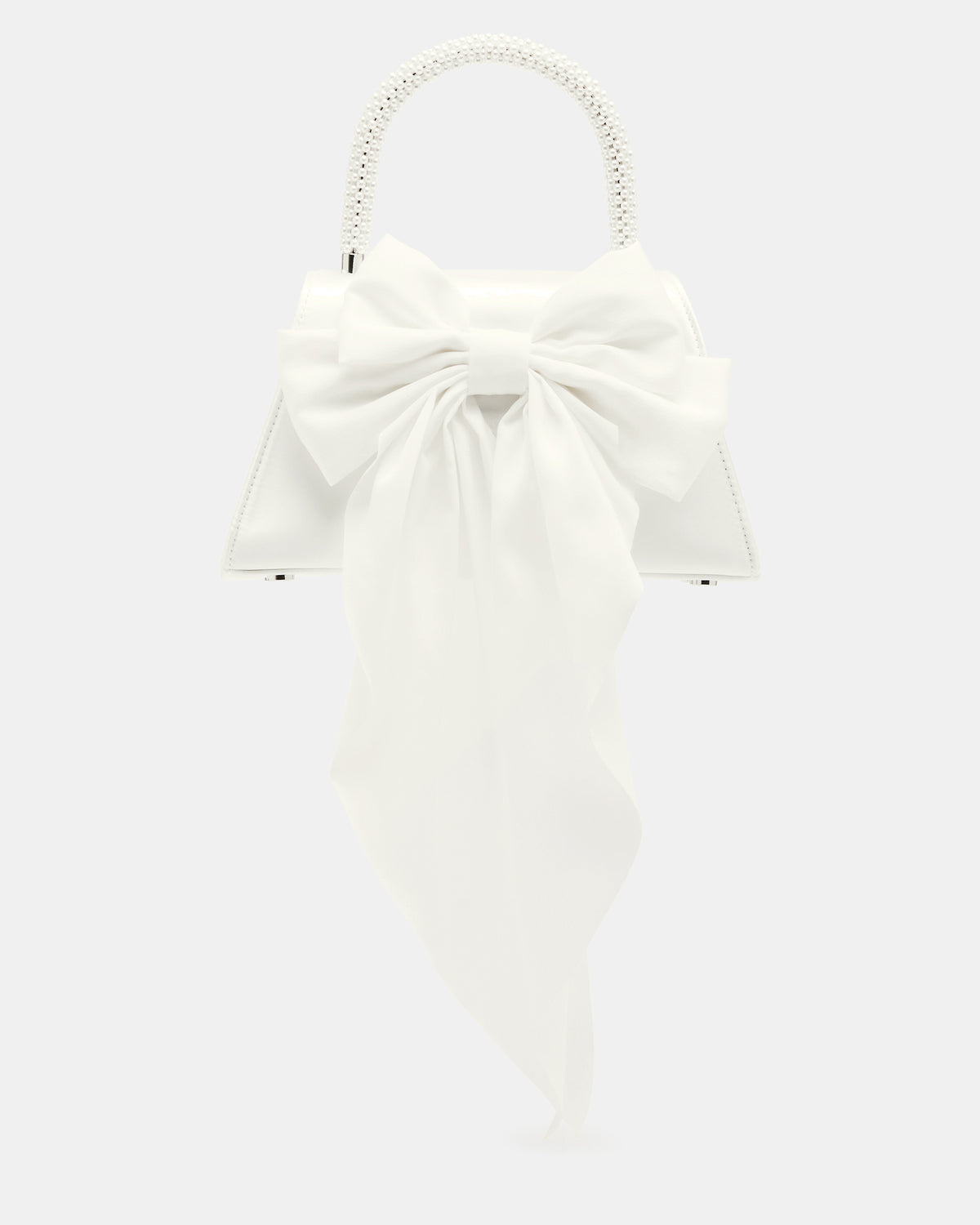 COSETTE Bag White Satin Beaded Top-Handle Mini Handbag - Steve Madden