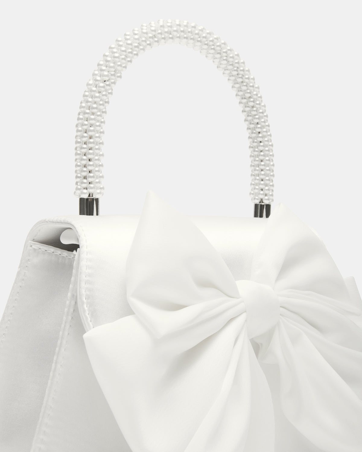 COSETTE Bag White Satin Beaded Top-Handle Mini Handbag - Steve Madden
